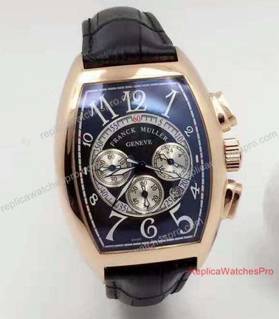 Knockoff Franck Muller Cintree Curvex Chronograph watch Rose Gold Leather